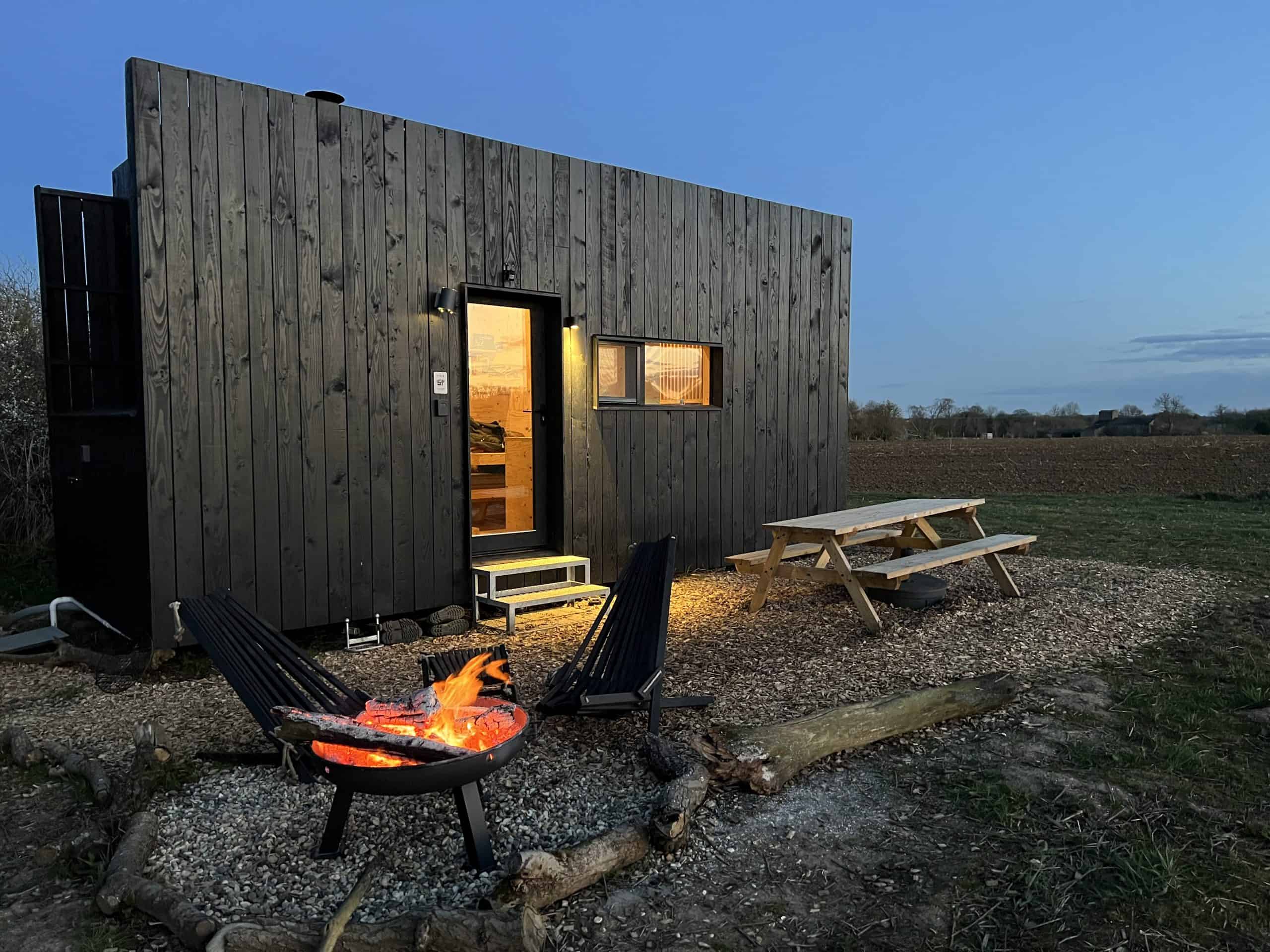 Exterior of Pablo Cabin at night